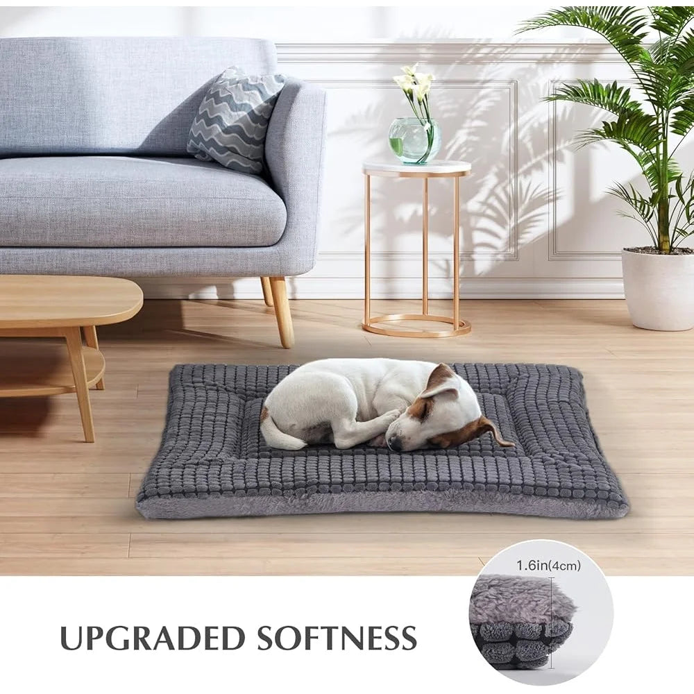 Reversible Dog Bed Mat Memory Foam Soft Washable Pet Cushion Durable Comfortable Sleeping Mattress for Small and Medium Dogs