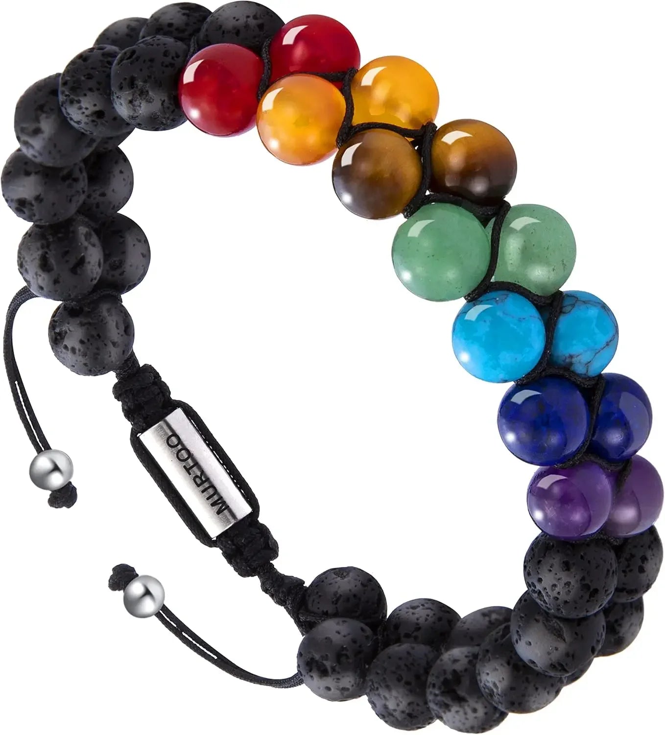 Bead Chakra Bracelets for Men and Women Double Layered Healing Yoga Crystals Beaded Bracelet Natural Stone Mens Bracelet