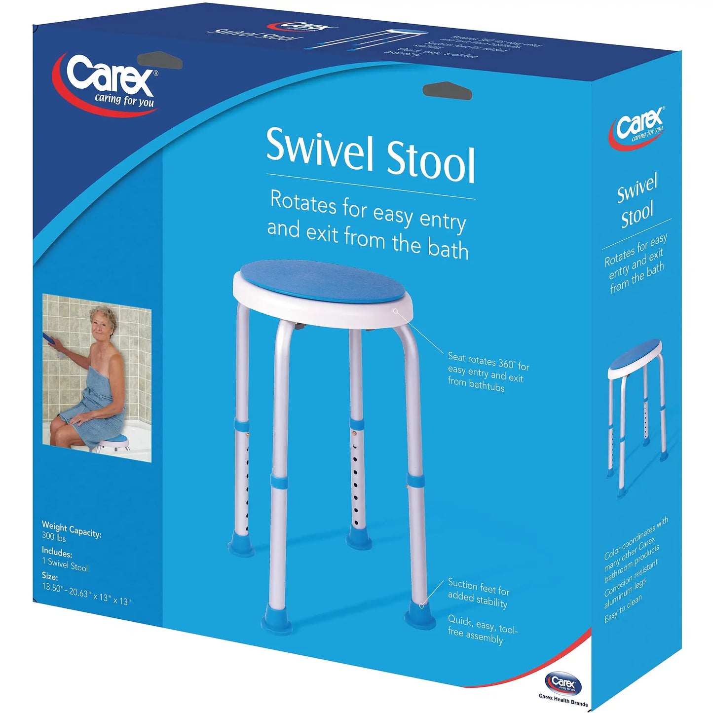 Padded Swivel Shower Stool, 300 lb Capacity Non-Slip Safety Design, Specifically for Seniors & Limited Mobility