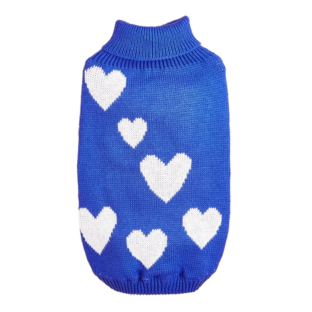 Cute Dog Sweater with Heart Pattern Warm Pet Jumper Cat Puppy Coat Jacket Winter Knitwear for Small and Big Dogs