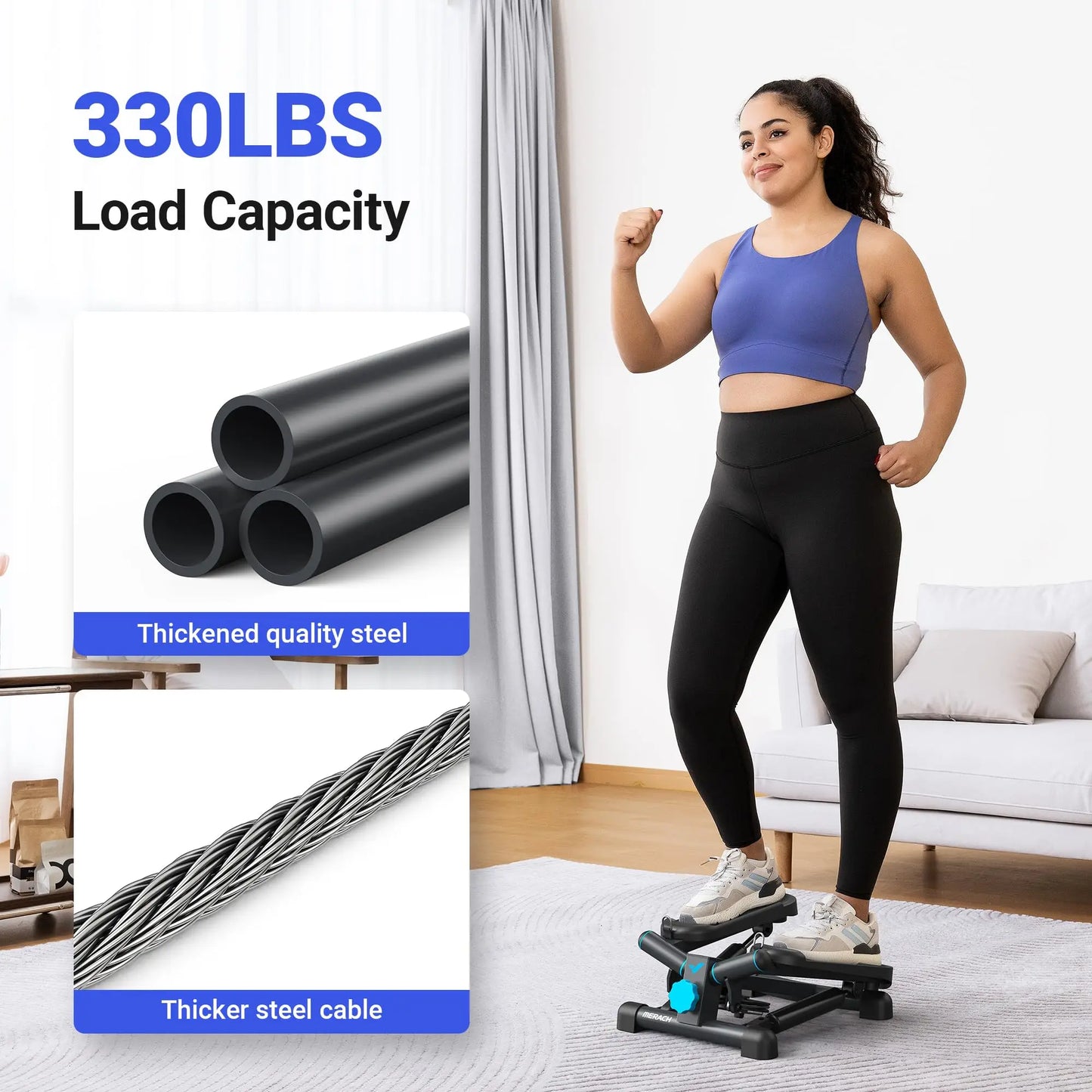 Merach Mini Stepper for Exercise Twist Stair Stepper 330 Pounds Capacity with Resistance Band Fitness Equipment