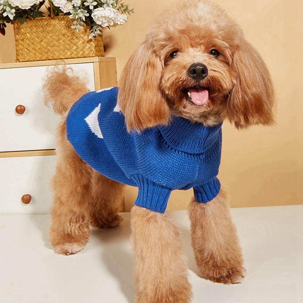 Cute Dog Sweater with Heart Pattern Warm Pet Jumper Cat Puppy Coat Jacket Winter Knitwear for Small and Big Dogs