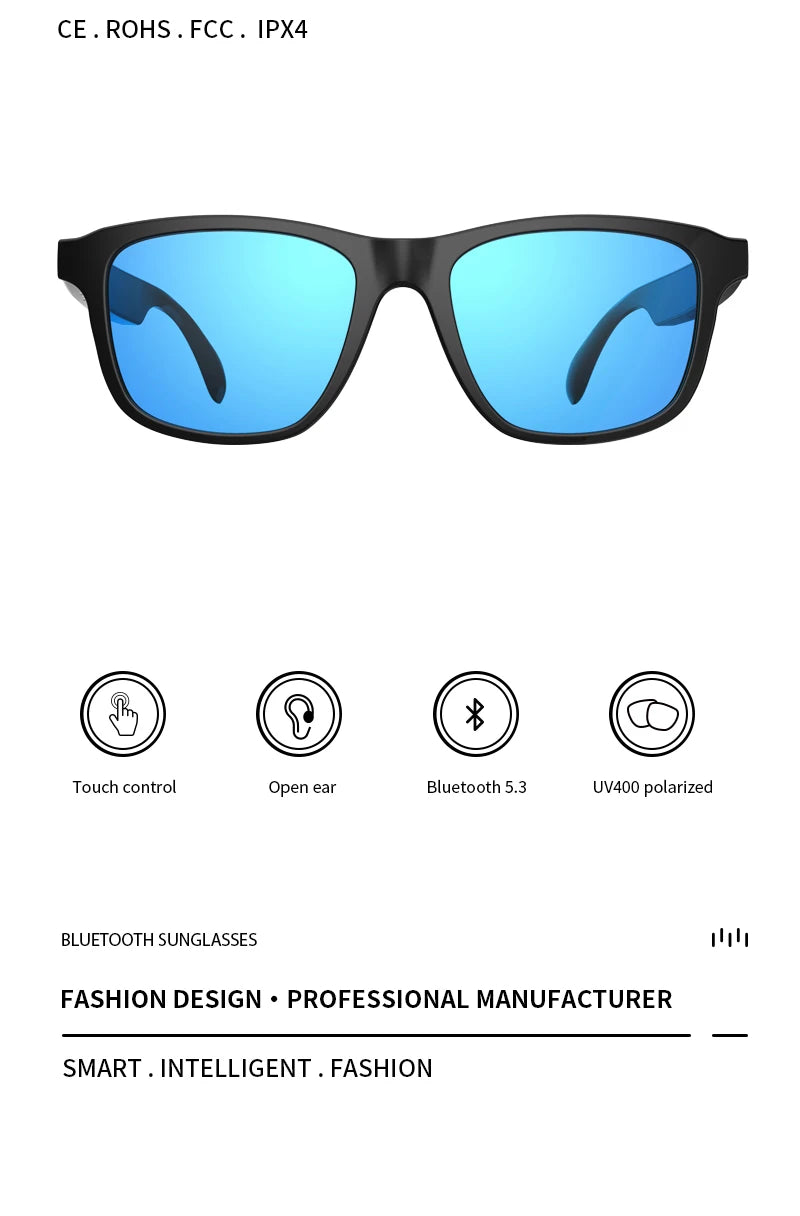 New Smart Glasses Wireless Bluetooth Hands Free Talking Music Headset Fashion Sunglasses Eyeglasses