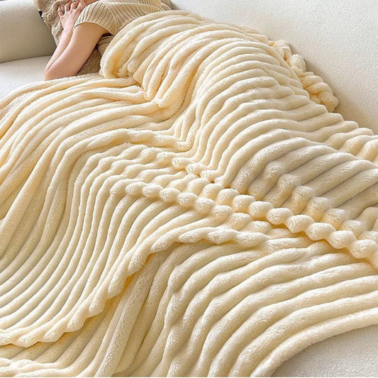 Soft Large Plush Blanket for Sofa and Bed Fluffy Multi-functional Knit Blanket Suitable for Single and Double Bed