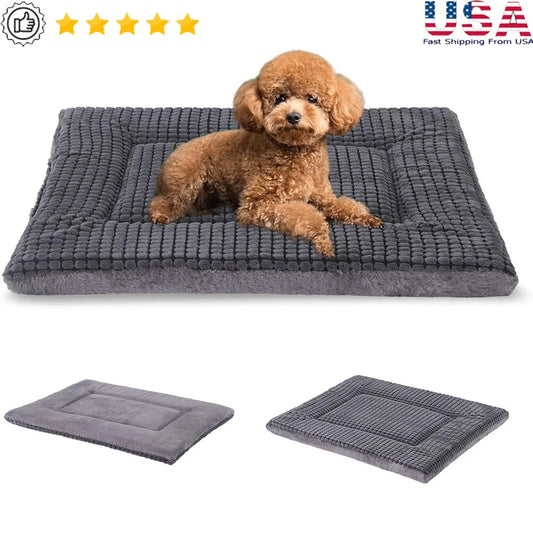 Reversible Dog Bed Mat Memory Foam Soft Washable Pet Cushion Durable Comfortable Sleeping Mattress for Small and Medium Dogs