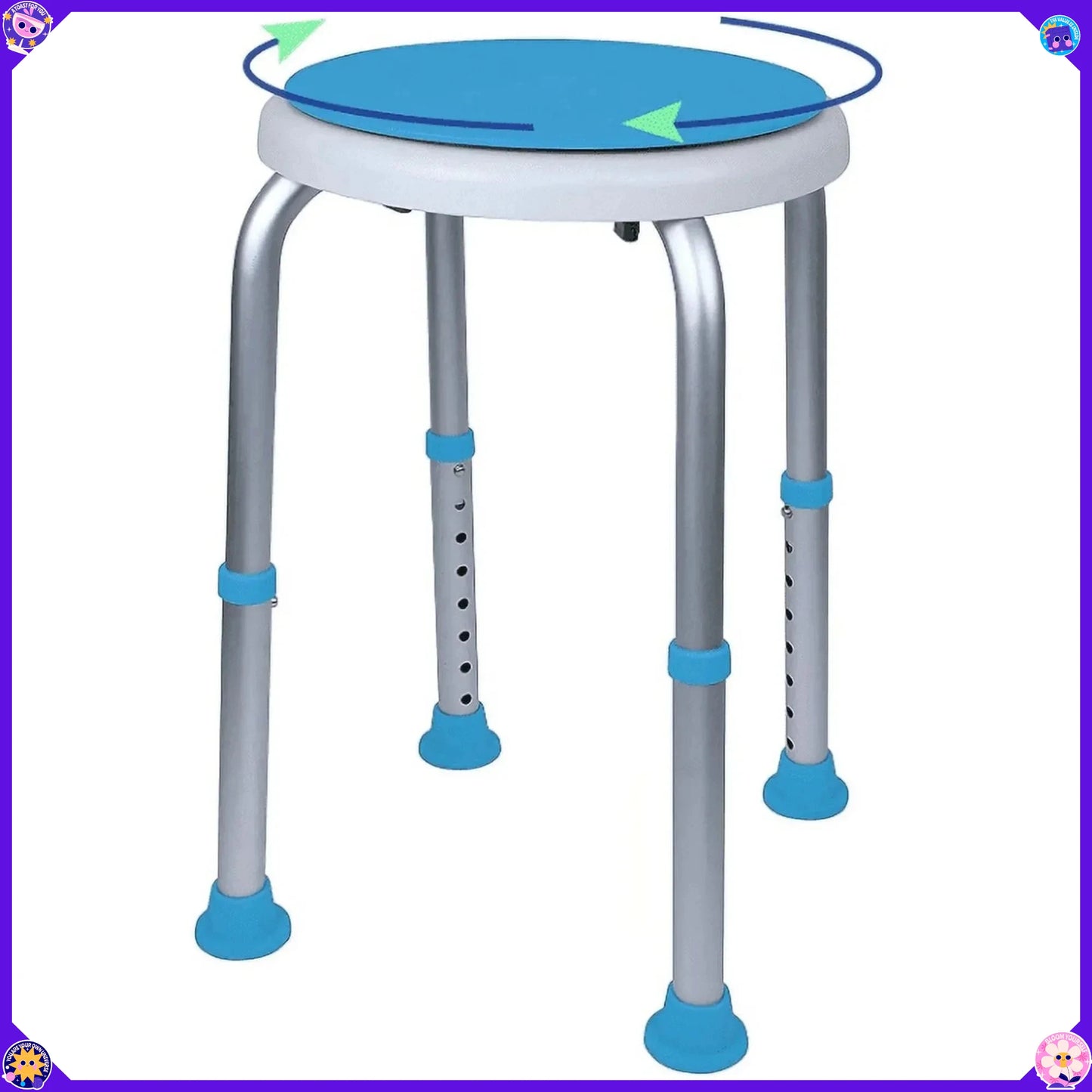Padded Swivel Shower Stool, 300 lb Capacity Non-Slip Safety Design, Specifically for Seniors & Limited Mobility