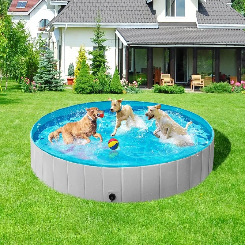 Foldable Dog Pool 71 X 12 Inches Collapsible Hard Plastic Pet Swimming Pool Portable Puppy Bath Tub Cat Shower Wading Pool
