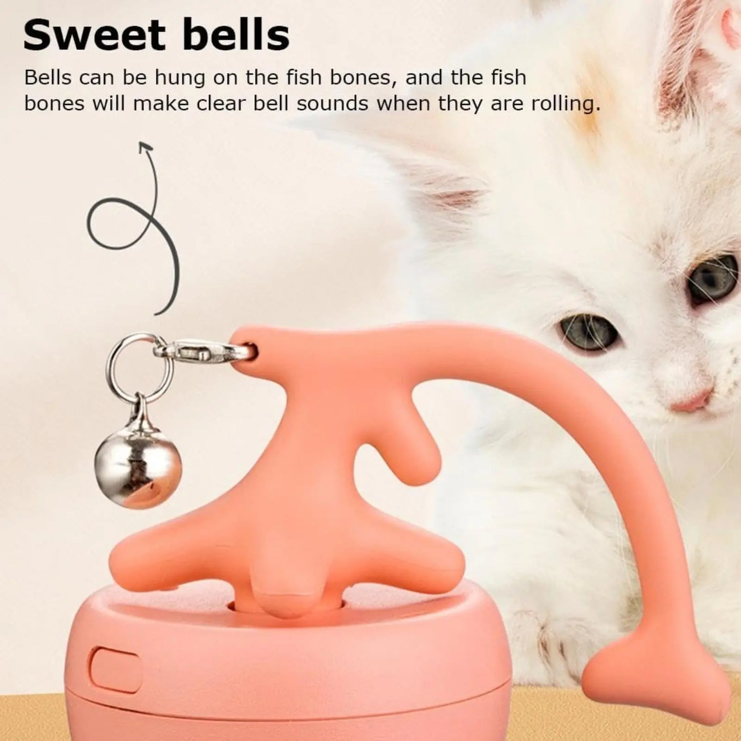 Pet Toy Fish Bone Spinning Ball for Cats Automatic Electric Teasing Toy to Relieve Boredom