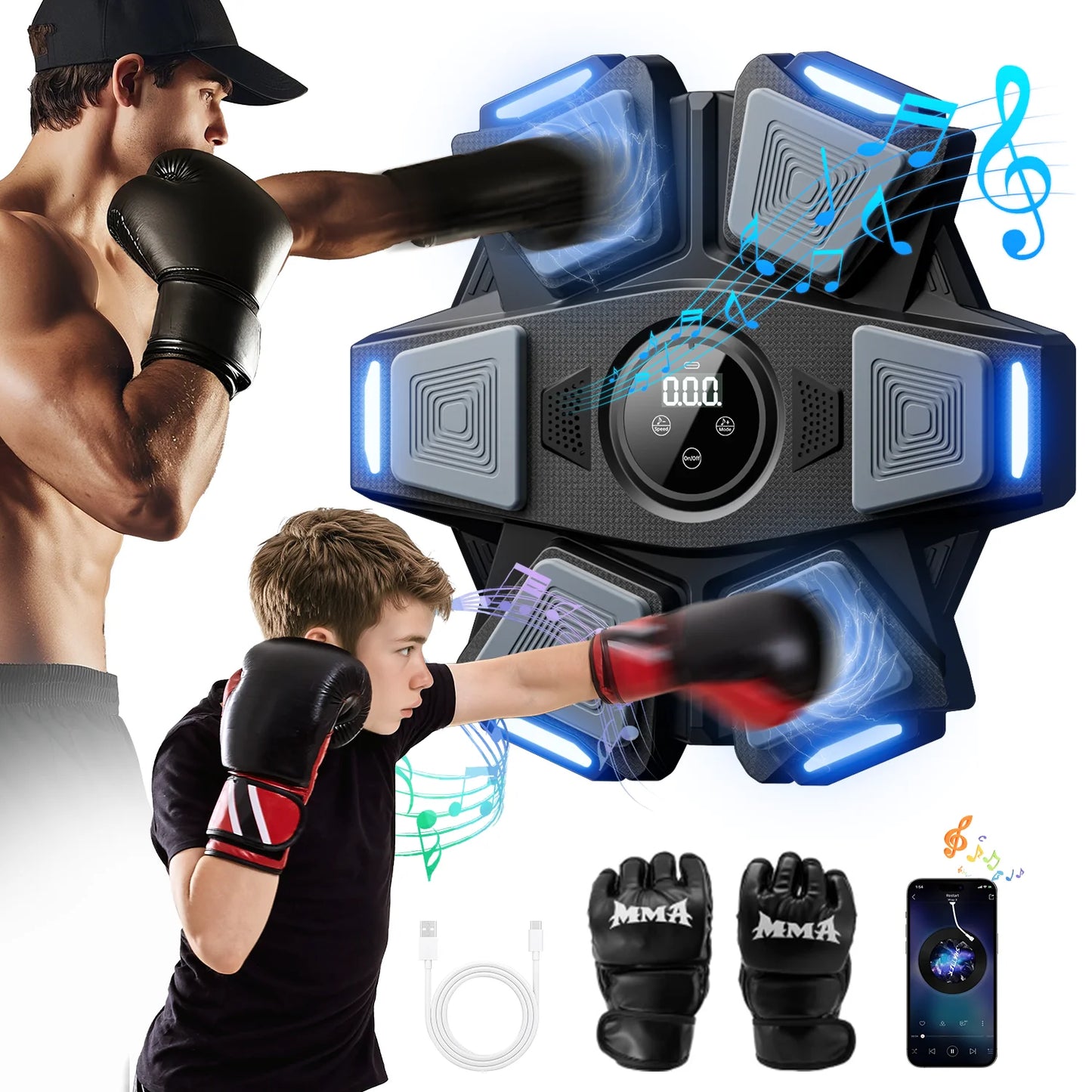 Musical Boxing Machine for Adults and Children with Smart Touch Screen Speed and Mode Adjustment
