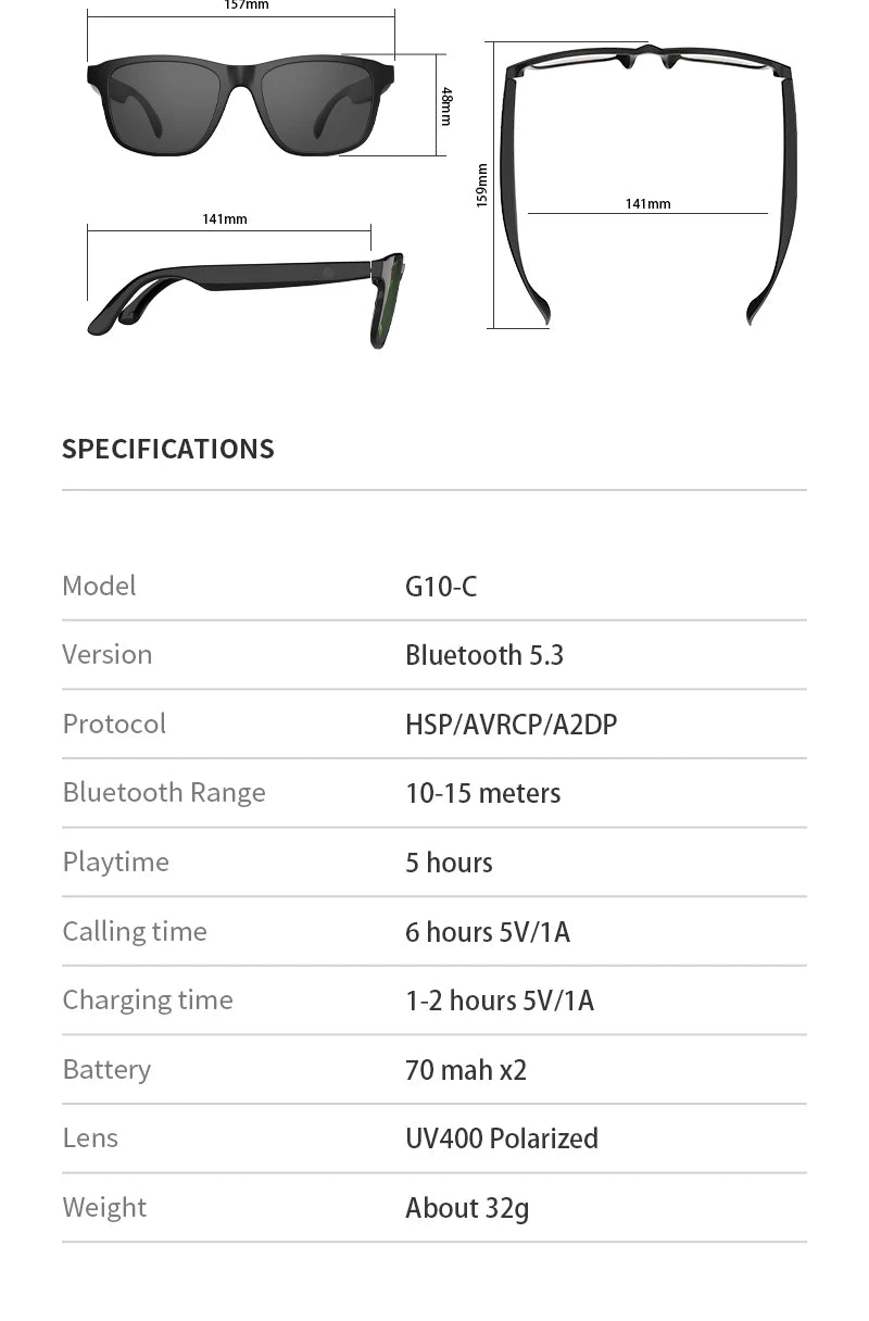 New Smart Glasses Wireless Bluetooth Hands Free Talking Music Headset Fashion Sunglasses Eyeglasses
