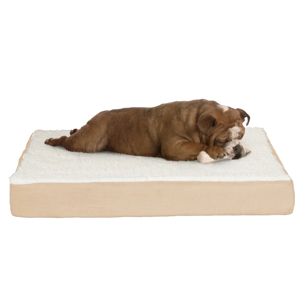 Orthopedic Dog Bed with Memory Foam and Sherpa Cover for Medium Dogs Up to 45 Pounds Machine Washable Dual Layer Comfort