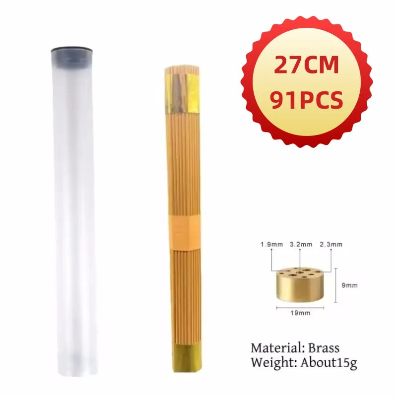 Natural Blessing Ceremony Incense Sticks for Health Love and Wealth with Incense Holder 91pcs Natural Sandalwood
