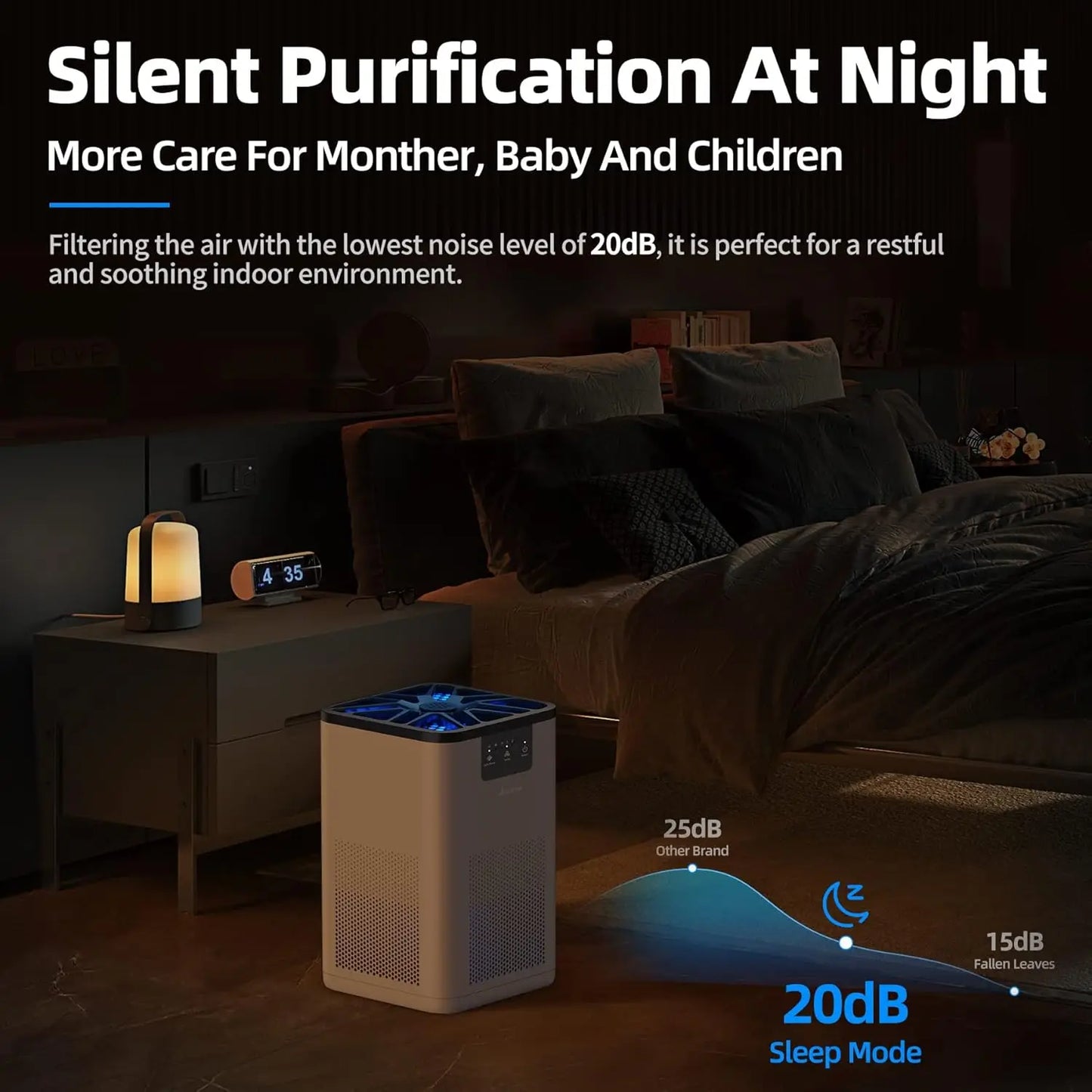 AROEVE Air Purifiers for Bedroom Odor Cleanin With Aromatherapy Function For Pet Smoke Pollen Dander Hair Smell 20dB Air Cleaner
