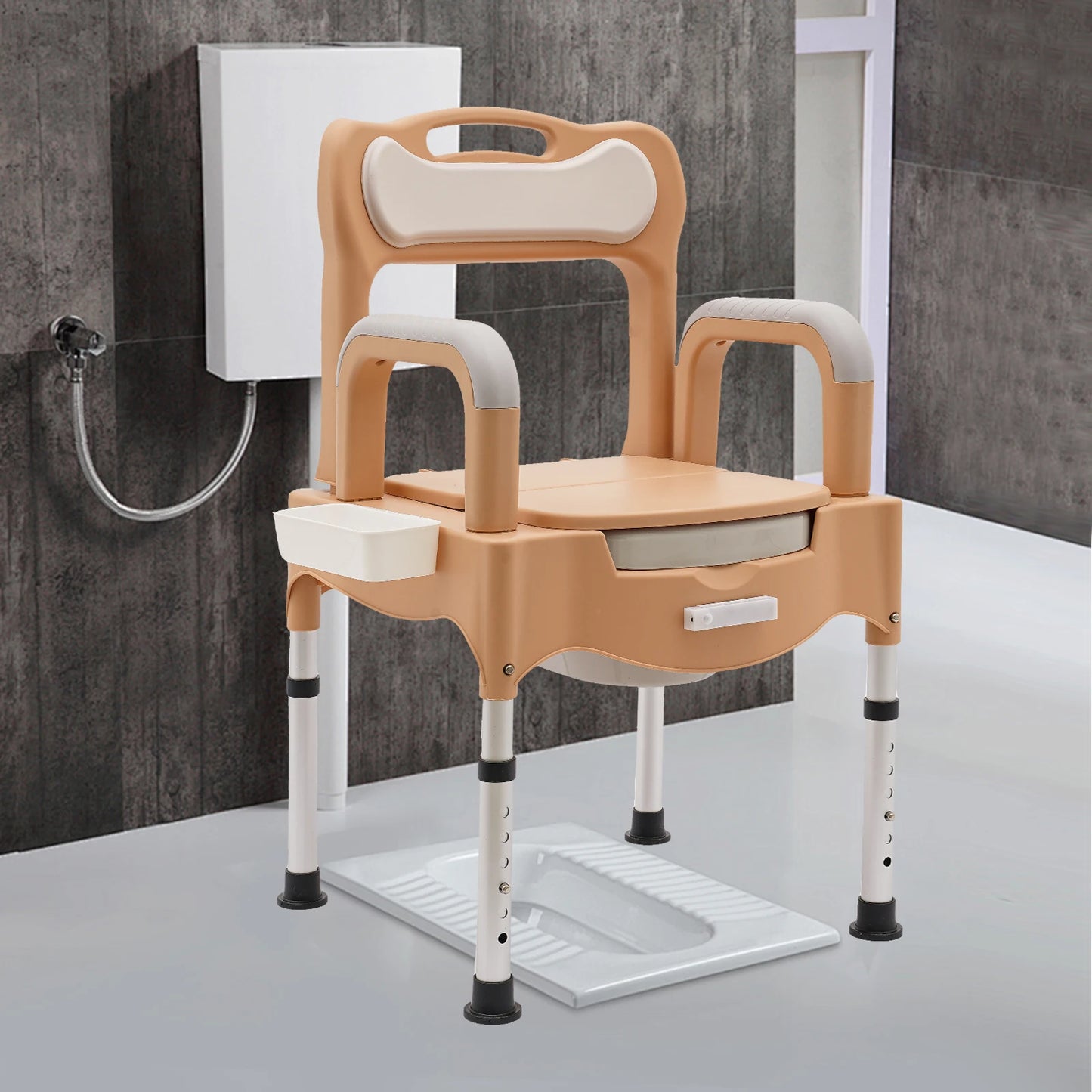 Bedside Commode Chair Height Adjustable Toilet Chair with Sensor Light for Adults Seniors