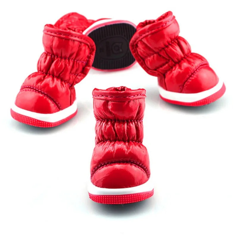 4 Pcs Set Pet Dog Winter Rain Shoes Waterproof Dogs Snow Boots Puppy Slip Shoes for Small Medium Dogs Yorkie Footwear