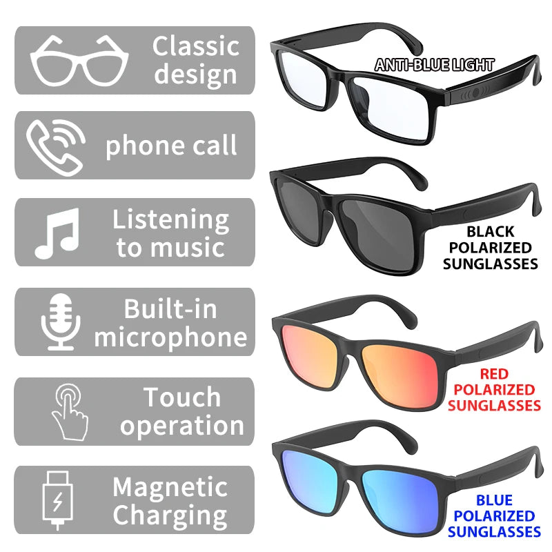 New Smart Glasses Wireless Bluetooth Hands Free Talking Music Headset Fashion Sunglasses Eyeglasses