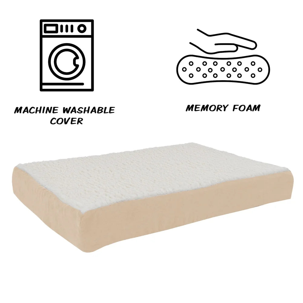 Orthopedic Dog Bed with Memory Foam and Sherpa Cover for Medium Dogs Up to 45 Pounds Machine Washable Dual Layer Comfort