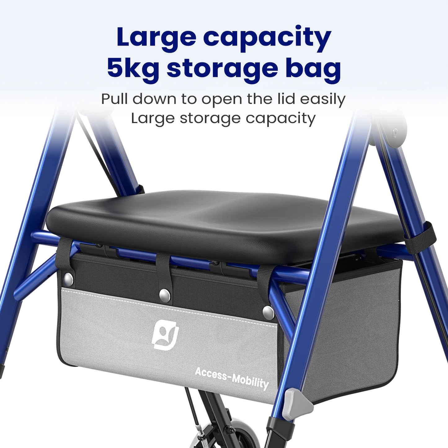 MAIDeSITe Foldable 4 Wheel Rollator Walker with Seat, Walker for Seniors with Carbon Steel , 6" Big Wheels for All Terrain