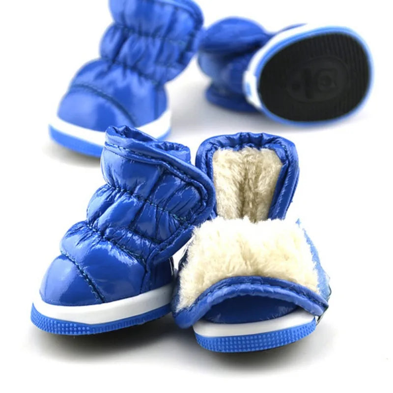 4 Pcs Set Pet Dog Winter Rain Shoes Waterproof Dogs Snow Boots Puppy Slip Shoes for Small Medium Dogs Yorkie Footwear