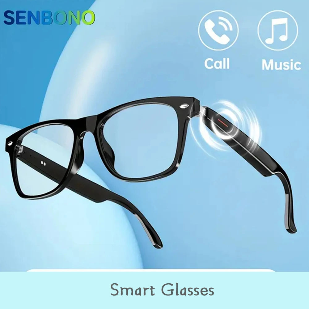 Senbono New Smart Wireless Bluetooth Glasses Music Listening Phone Answering Fashion Anti Blue Light Glasses