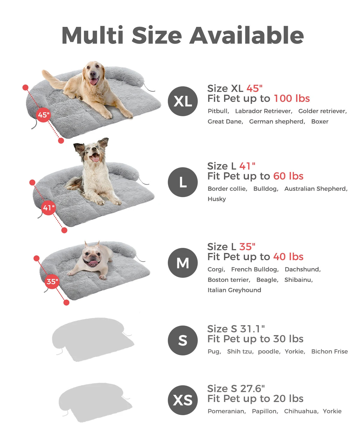 Pet Dog Bed Couch Sofa for Large Dogs Washable Cushion Blanket in Three Colors