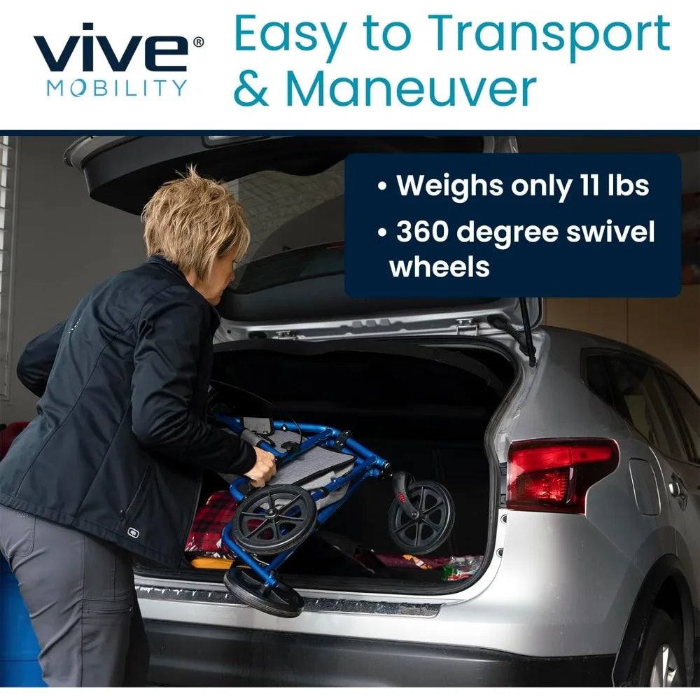 3 Wheel Walker - Three Wheeled Rollator for Seniors - Lightweight, Foldable, Narrow, Heavy Duty - for Elderly Men Women
