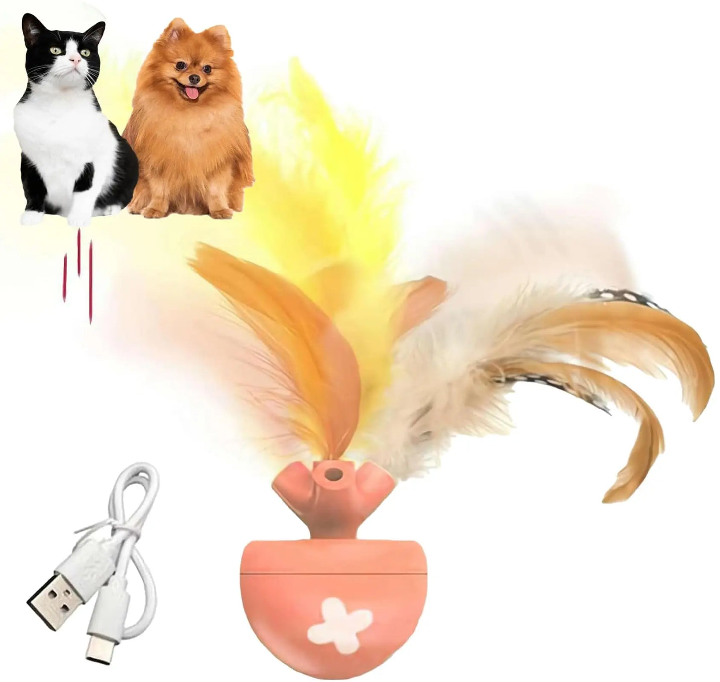Pet Toy Fish Bone Spinning Ball for Cats Automatic Electric Teasing Toy to Relieve Boredom