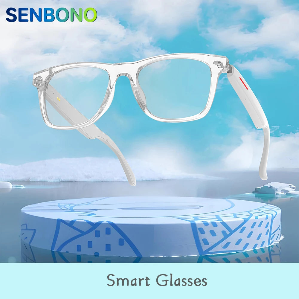 Senbono New Smart Wireless Bluetooth Glasses Music Listening Phone Answering Fashion Anti Blue Light Glasses