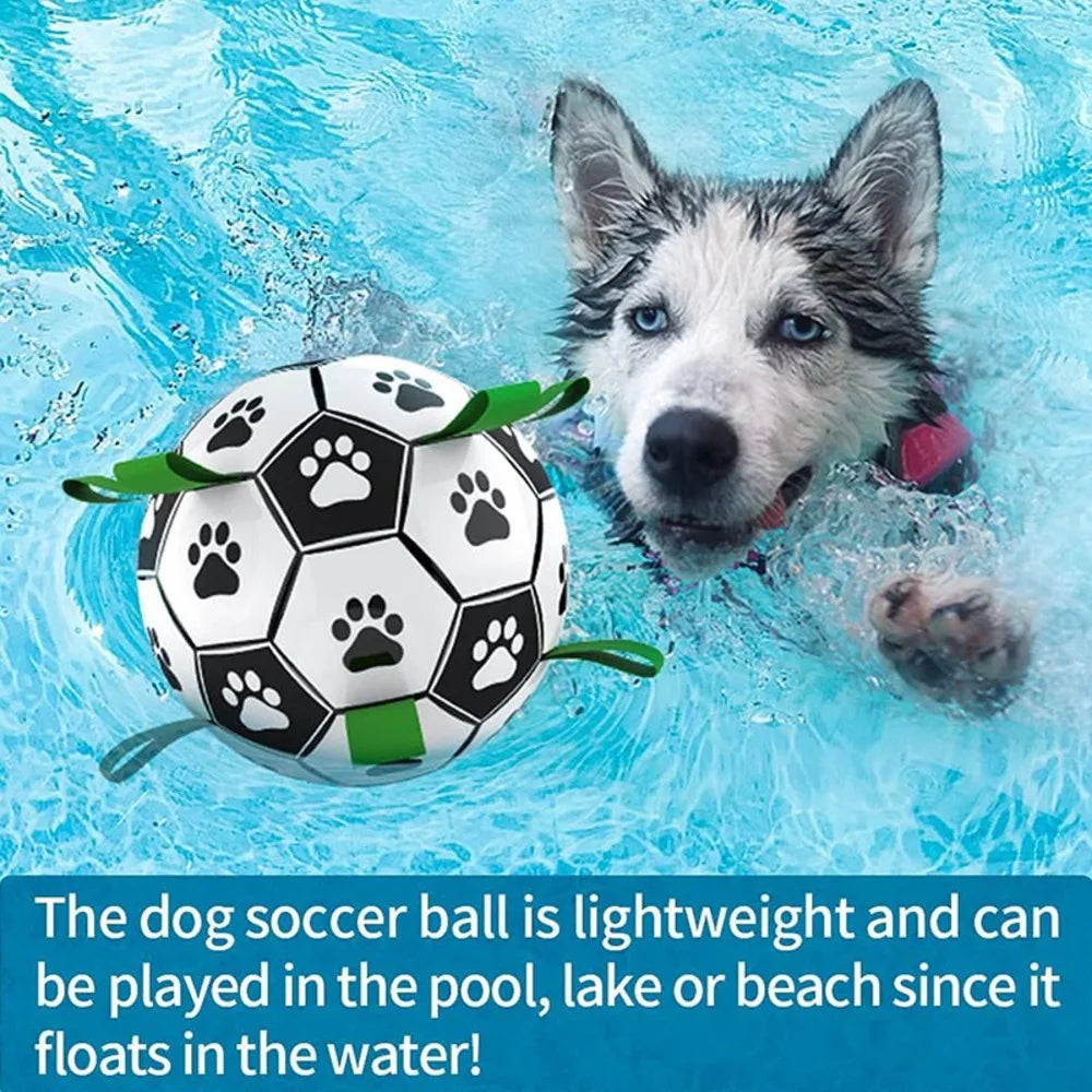 Durable Soccer Pet Toy With Straps For Dogs Chewing Training Playing Teeth Cleaning Interactive Retrieval