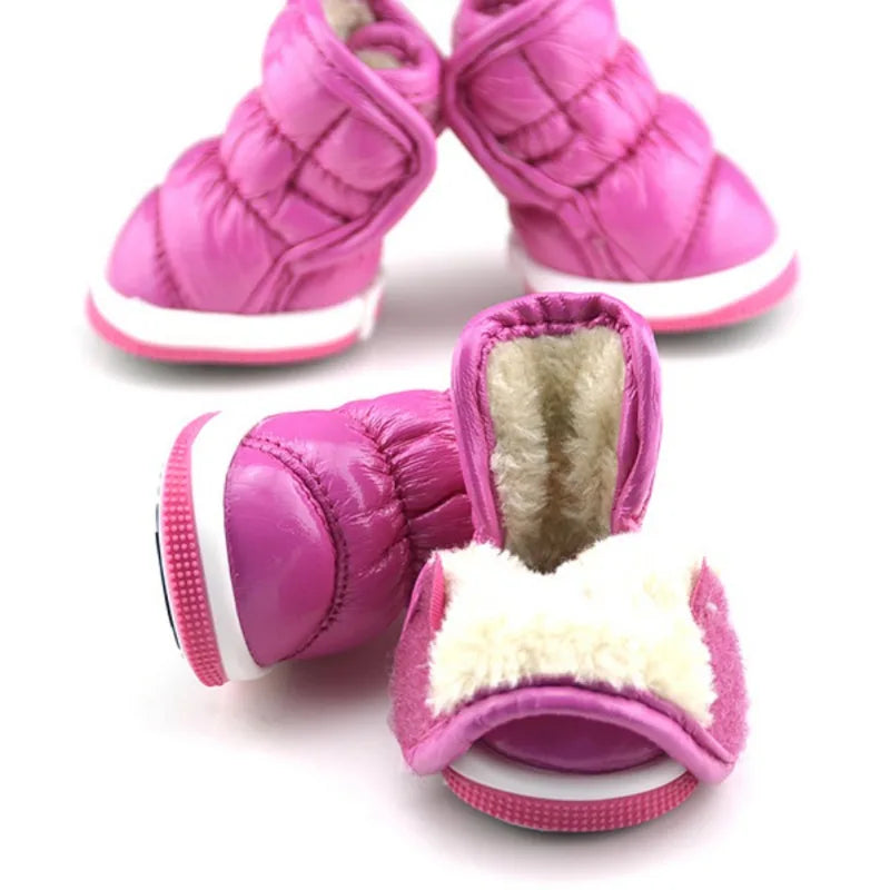 4 Pcs Set Pet Dog Winter Rain Shoes Waterproof Dogs Snow Boots Puppy Slip Shoes for Small Medium Dogs Yorkie Footwear