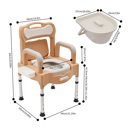 Bedside Commode Chair Height Adjustable Toilet Chair with Sensor Light for Adults Seniors