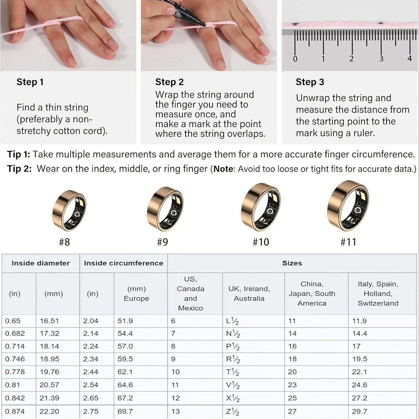 Smart Ring with Sleep Tracking and Motion Monitoring Compatible with iPhone and Android Perfect Gift for Men and Women