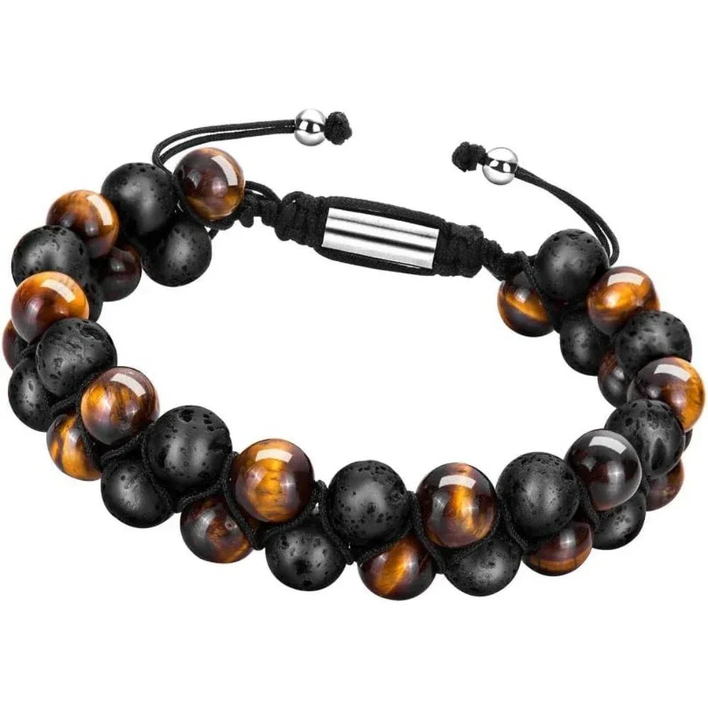 Bead Chakra Bracelets for Men and Women Double Layered Healing Yoga Crystals Beaded Bracelet Natural Stone Mens Bracelet
