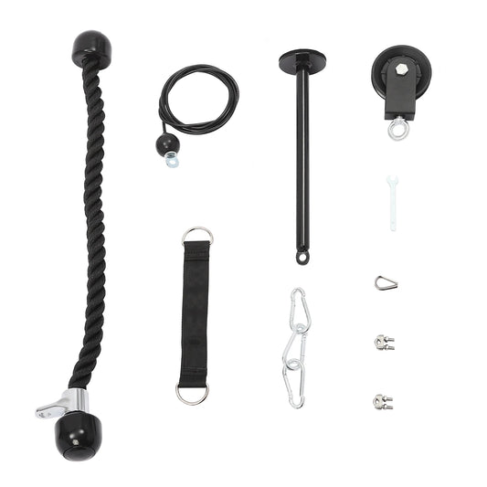 Pull down and Lift Cable Weight Pulley System Home Gym Weight Fitness Pulley Tricep Rope Training Equipment
