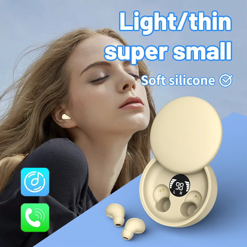 Invisible Earbuds Small Mini Wireless Bluetooth Earpiece Discreet Earphone Sleep Earplugs HD Call Headsets for Music and Work
