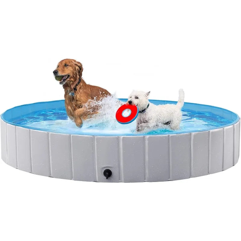 Foldable Dog Pool 71 X 12 Inches Collapsible Hard Plastic Pet Swimming Pool Portable Puppy Bath Tub Cat Shower Wading Pool