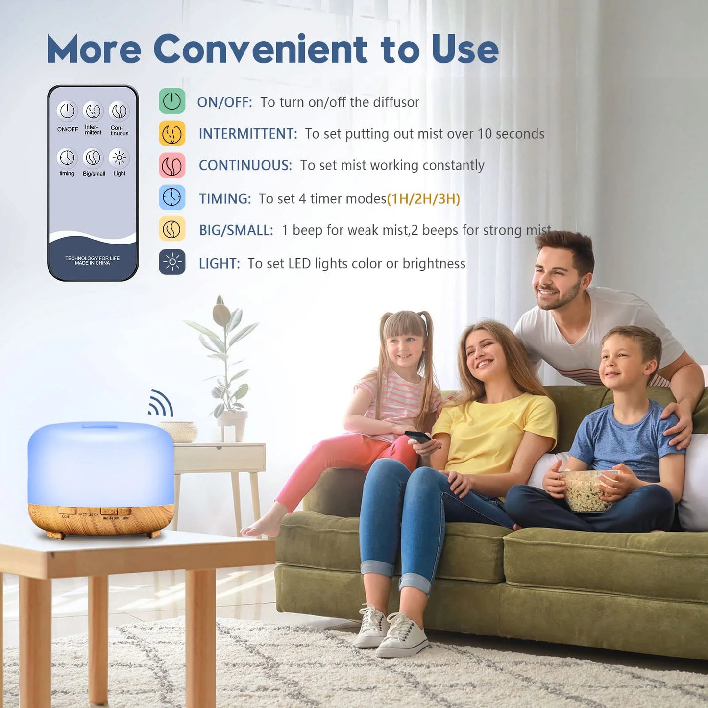 500ML Aromatherapy Oil Diffuser Auto Shut Off Essential Oil Aroma Diffuser Humidifier for Home Office