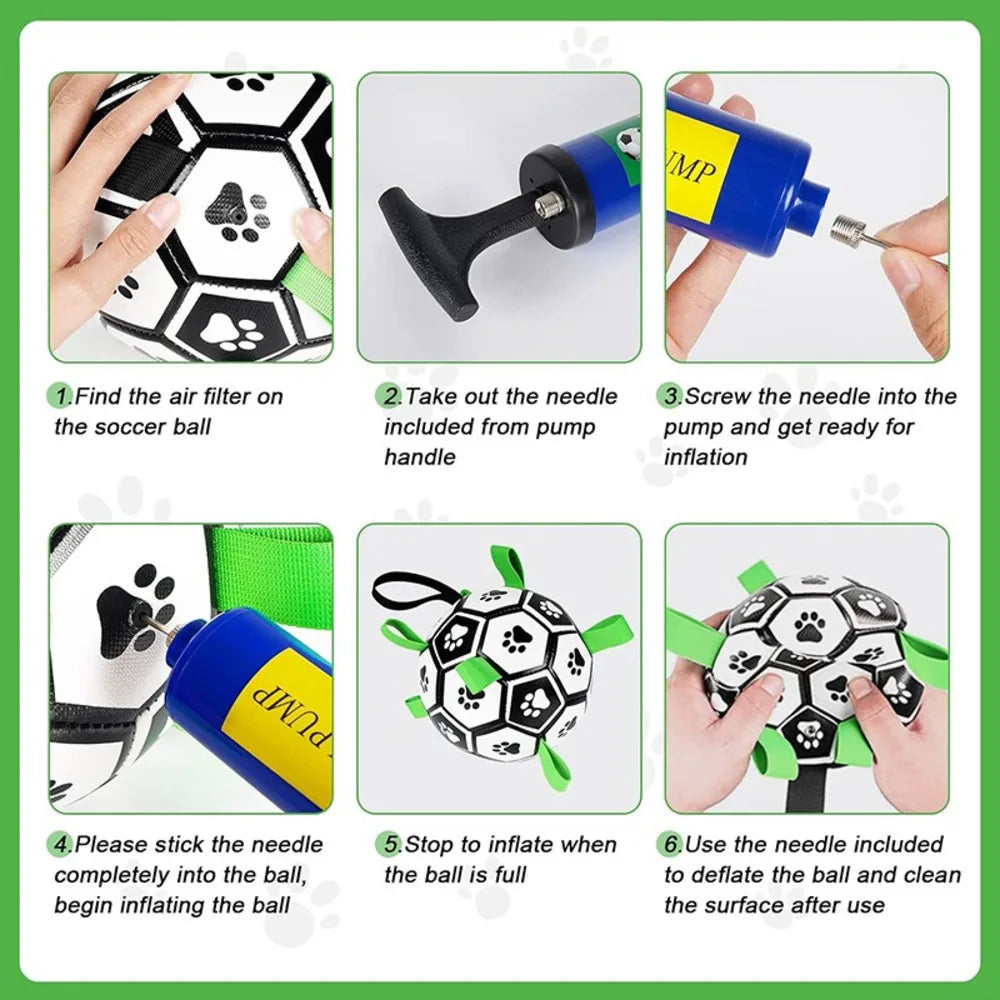 Durable Soccer Pet Toy With Straps For Dogs Chewing Training Playing Teeth Cleaning Interactive Retrieval