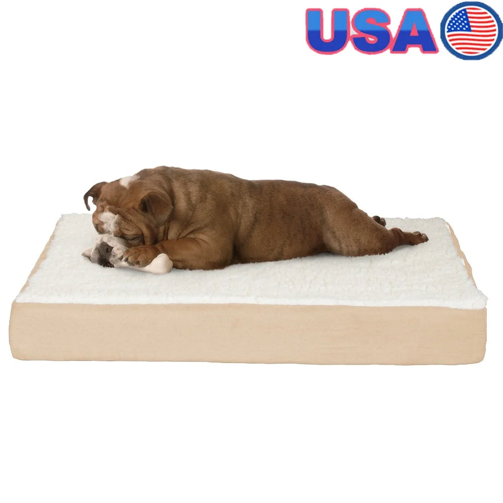 Orthopedic Dog Bed with Memory Foam and Sherpa Cover for Medium Dogs Up to 45 Pounds Machine Washable Dual Layer Comfort