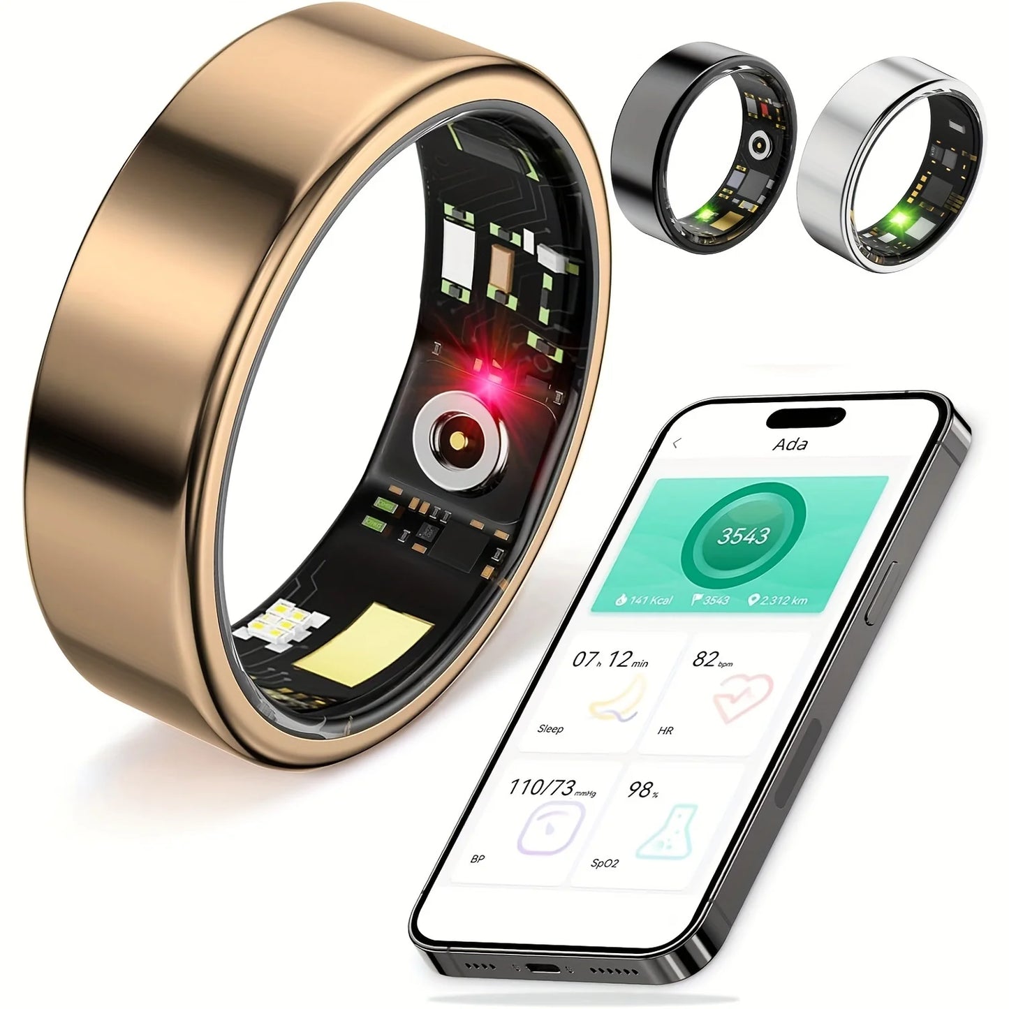 Smart Ring with Sleep Tracking and Motion Monitoring Compatible with iPhone and Android Perfect Gift for Men and Women