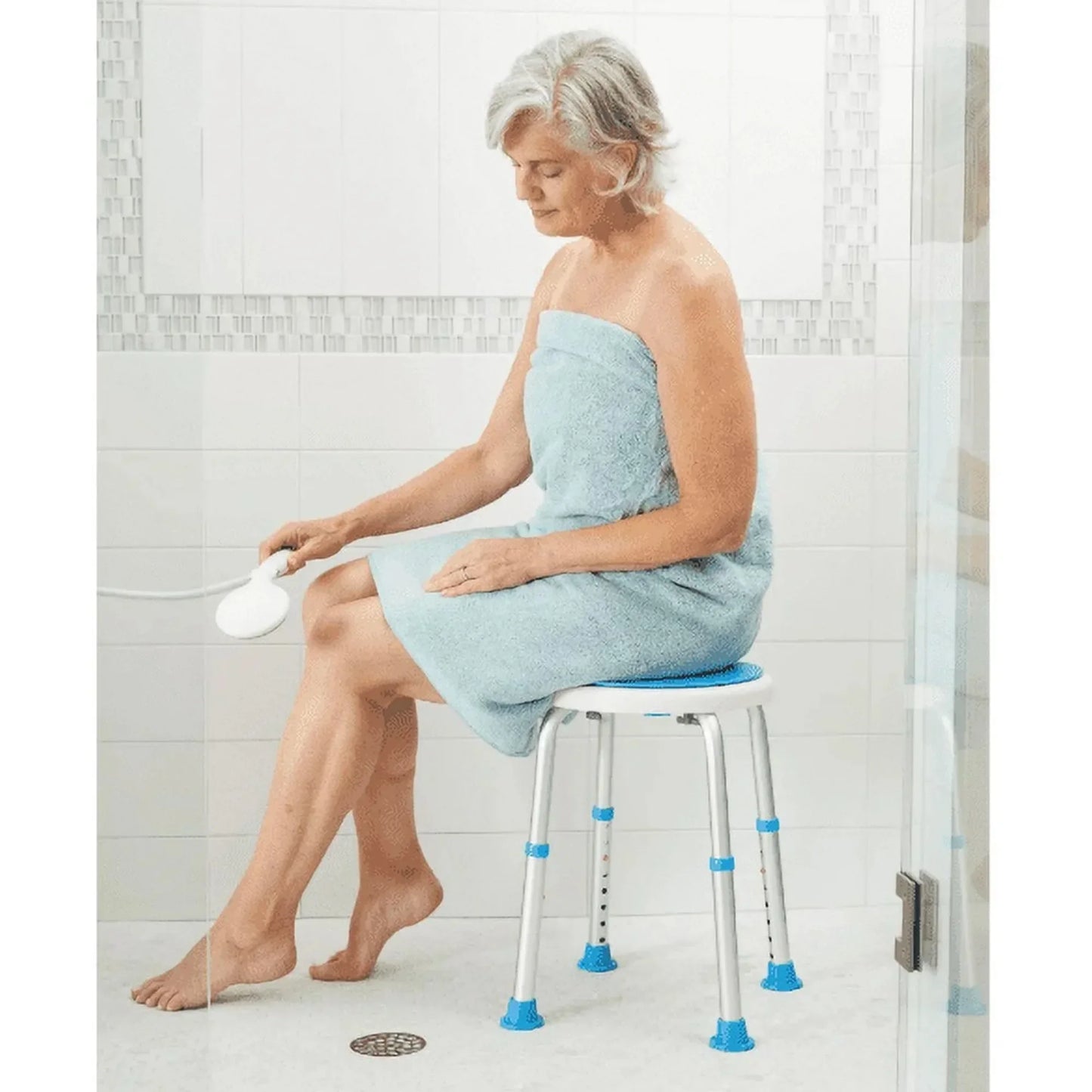 Padded Swivel Shower Stool, 300 lb Capacity Non-Slip Safety Design, Specifically for Seniors & Limited Mobility