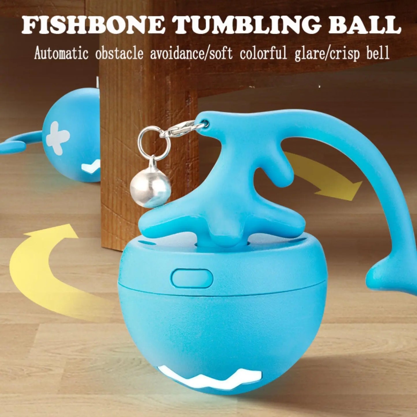 Pet Toy Fish Bone Spinning Ball for Cats Automatic Electric Teasing Toy to Relieve Boredom