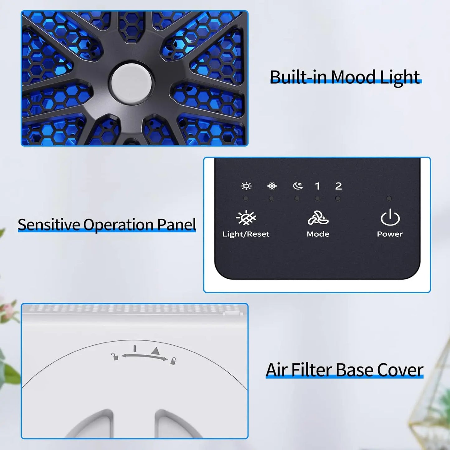 AROEVE Air Purifiers for Bedroom Odor Cleanin With Aromatherapy Function For Pet Smoke Pollen Dander Hair Smell 20dB Air Cleaner