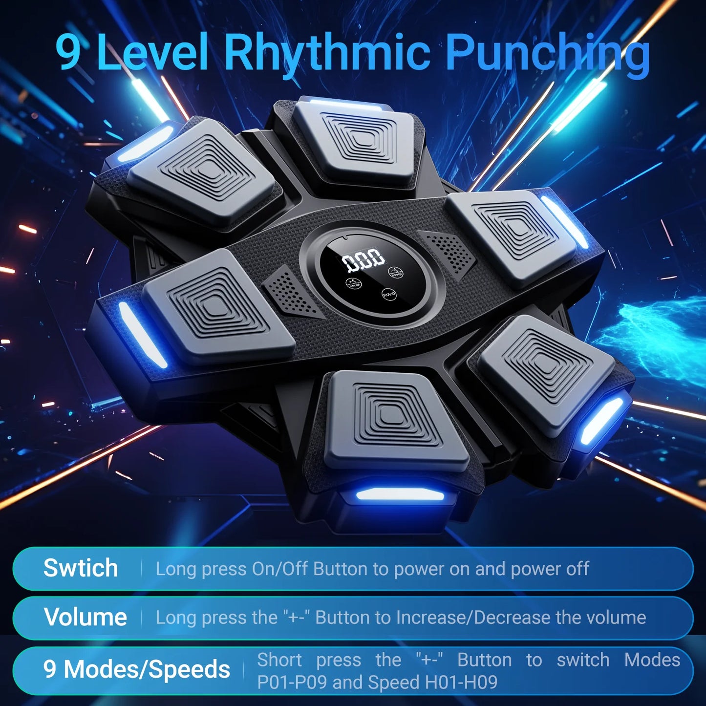 Musical Boxing Machine for Adults and Children with Smart Touch Screen Speed and Mode Adjustment