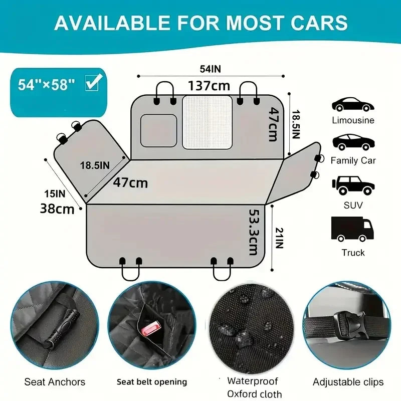 Dog Car Seat Cover for Pets 100 Percent Waterproof Scratch Proof Nonslip Durable Soft Back Seat Cover for Cars and Trucks