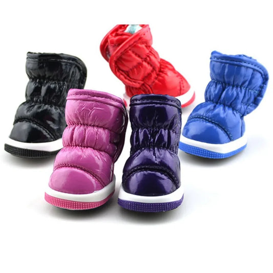 4 Pcs Set Pet Dog Winter Rain Shoes Waterproof Dogs Snow Boots Puppy Slip Shoes for Small Medium Dogs Yorkie Footwear