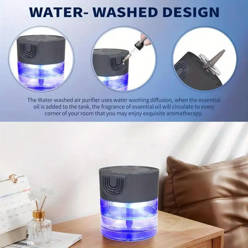 3 In 1 Air Purifier Aromatherapy Diffuser Humidifier Portable Desk Device With LED Light
