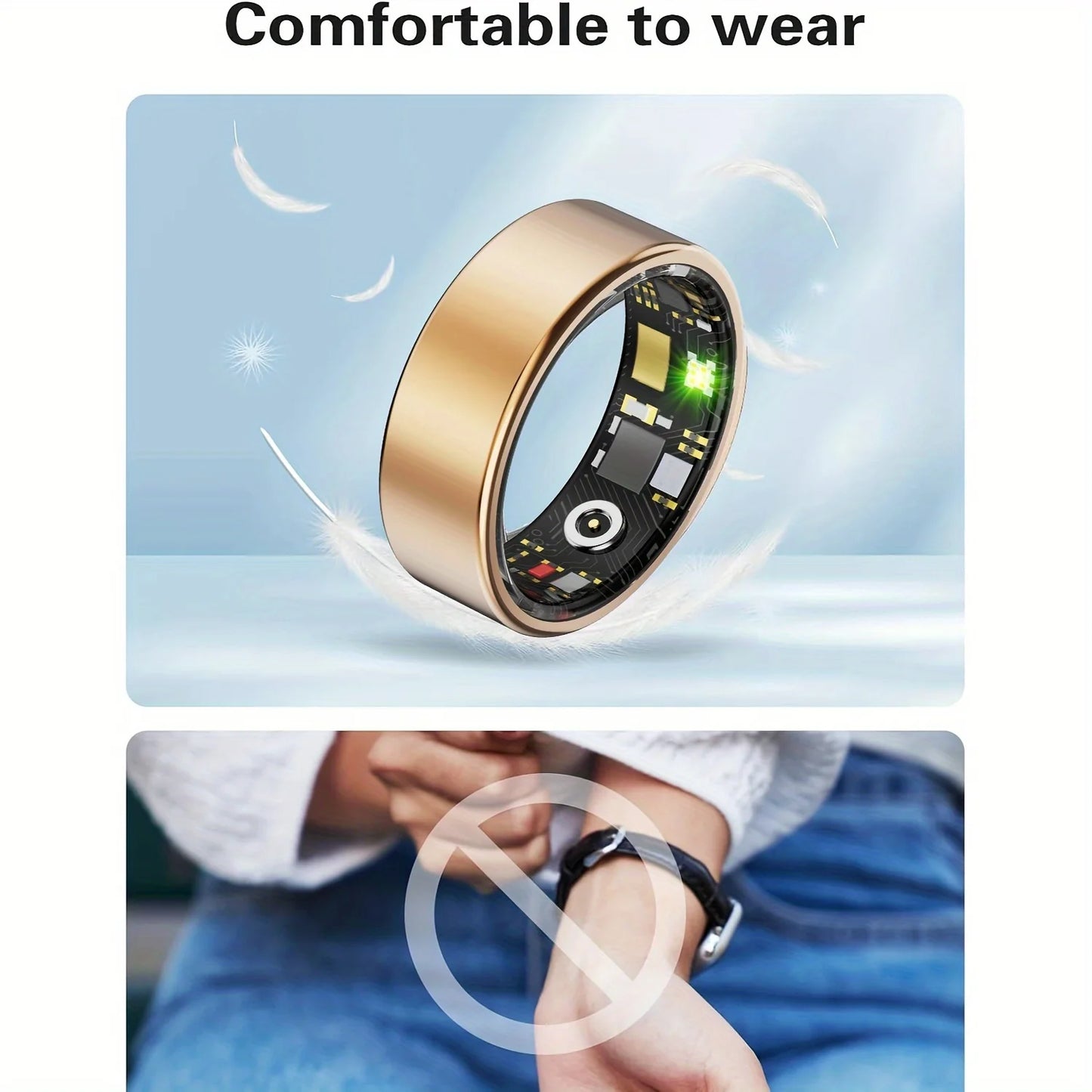 Smart Ring with Sleep Tracking and Motion Monitoring Compatible with iPhone and Android Perfect Gift for Men and Women
