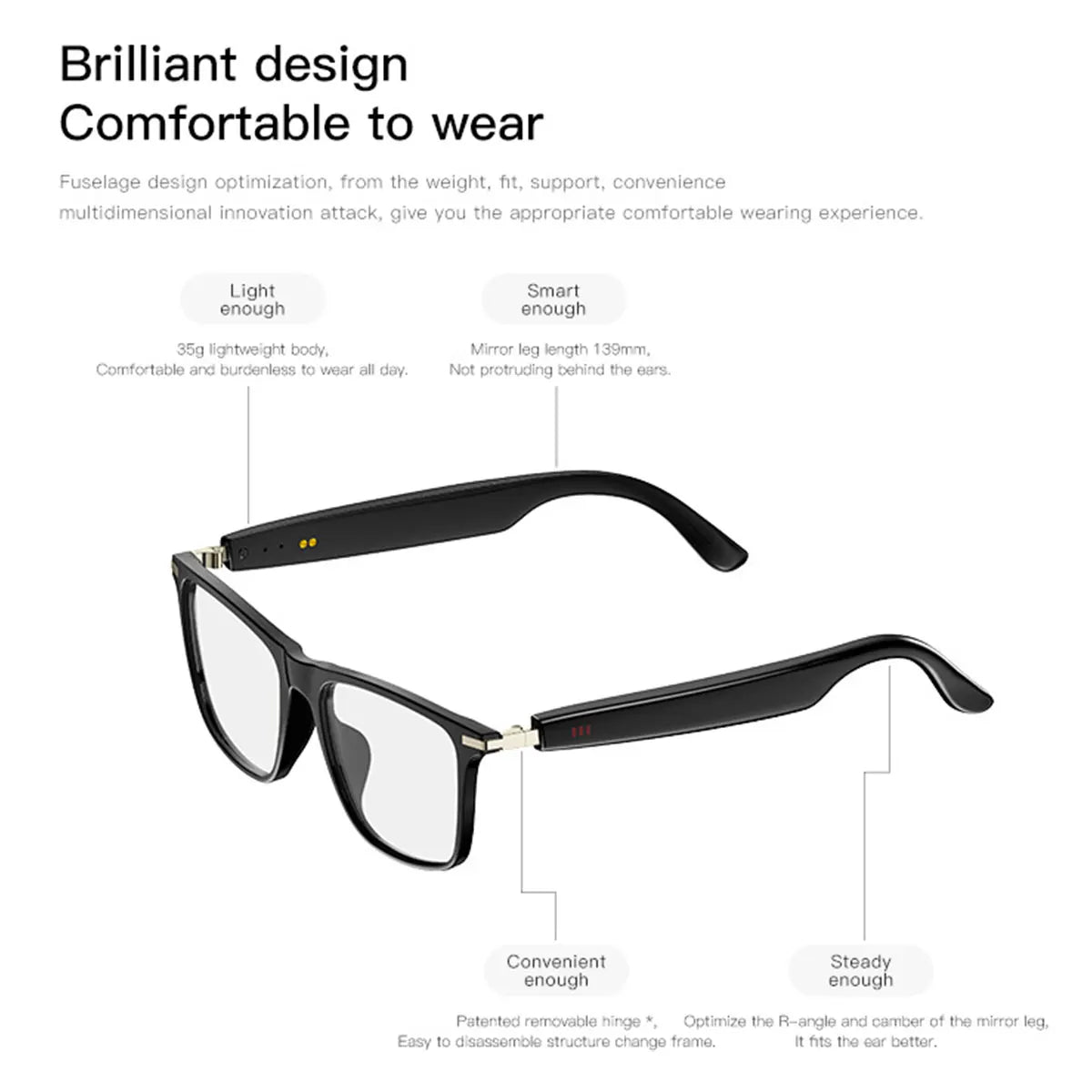New Smart Glasses with Auto Dimming Lenses Built In Microphone and Speaker HD Voice Calls and HiFi Sound Quality