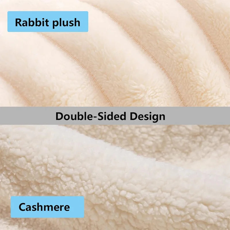 Soft Large Plush Blanket for Sofa and Bed Fluffy Multi-functional Knit Blanket Suitable for Single and Double Bed